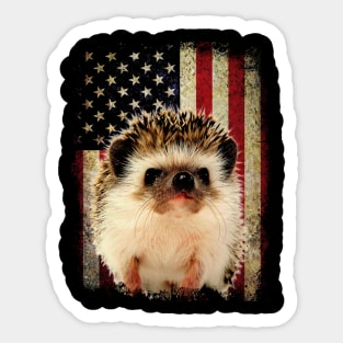 American USA Flag Hedgehog Love, Stylish Tee for Animal Admirers Sticker